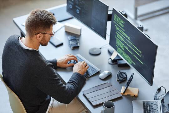 Software developer working with code
